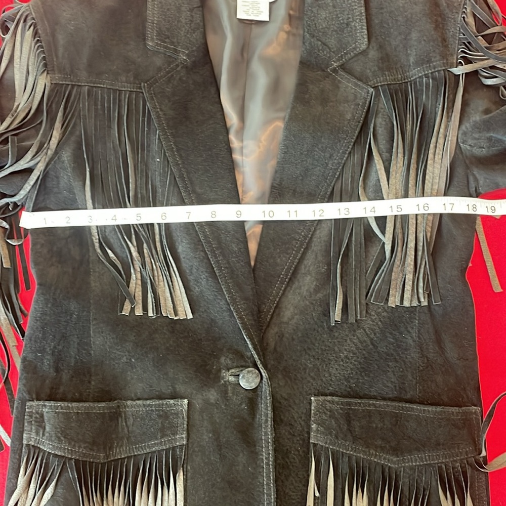 Vintage Rare CONTEMPO Casuals Fringe Leather Jacket - Picture 6 of 11